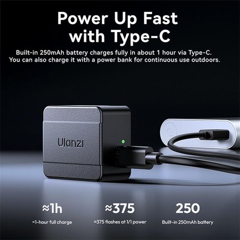 Ulanzi SL01 Mini Flash Speedlite On-Camera GN8 6500K for Sony Canon Nikon | Support Universal Touchpoint DSLR, Standard Single Contact Hot Shoe, for Fuji Panasonic Pentax Olympus, Type-C Rechargeable in Kuwait