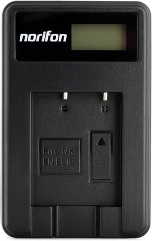 Norifon EN-EL19 LCD USB Charger for Nikon Coolpix S33, S7000, S6900 | Compatible with Nikon Coolpix S2800, S100, S3100, S4100, S4300, S5200, S6500 in Kuwait