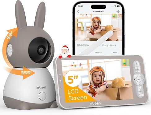 ieGeek 2K Split-Screen Baby Monitor, 5" WiFi 2 Cameras, Night Vision | 5" Display, Audio, Two-Way Talk, Motion & Cry Detection, Temperature & Humidity Sensor, Smartphone App, Dual Cameras in Saudi Arabia