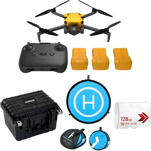 SKYROVER X1 48MP 4K Fly More Combo Drone (Yellow) Bundle with Hard Case and Accs | Hard Case, Accs in Kuwait