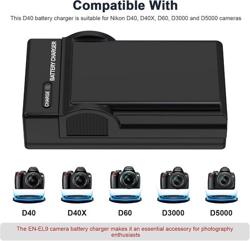 EN-EL9 Battery Charger for Nikon D40, D40X, D60, D3000, D5000 Digital SLR Camera with USB C Cable, Battery Charger Compatible with MH-23 EN-EL9a EN-EL9e in Kuwait