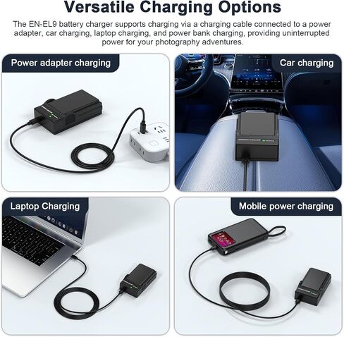 EN-EL9 Battery Charger for Nikon D40, D40X, D60, D3000, D5000 Digital SLR Camera with USB C Cable, Battery Charger Compatible with MH-23 EN-EL9a EN-EL9e in Kuwait