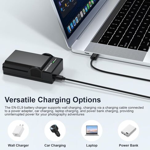 EN-EL9 Battery Charger for Nikon D40, D40X, D60, D3000, D5000 Digital SLR Camera with USB C Cable, Battery Charger Compatible with MH-23 EN-EL9a EN-EL9e in Kuwait
