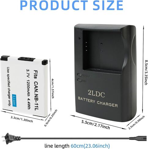 CB-2LF Battery Charger Pack 1200mAh for NB-11L NB-11LH Battery | Compatible with Canon PowerShot ELPH 110 HS 130 HS 340 HS 350 HS A2300 SX400 is A2400 is A2500 A3500 is A4000 is IXS 240 HS in Kuwait