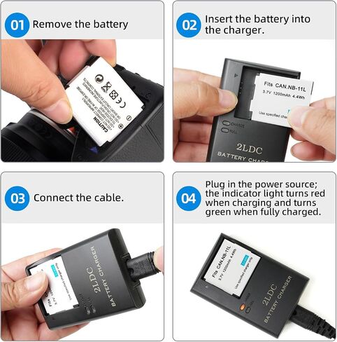 CB-2LF Battery Charger Pack 1200mAh for NB-11L NB-11LH Battery | Compatible with Canon PowerShot ELPH 110 HS 130 HS 340 HS 350 HS A2300 SX400 is A2400 is A2500 A3500 is A4000 is IXS 240 HS in Kuwait