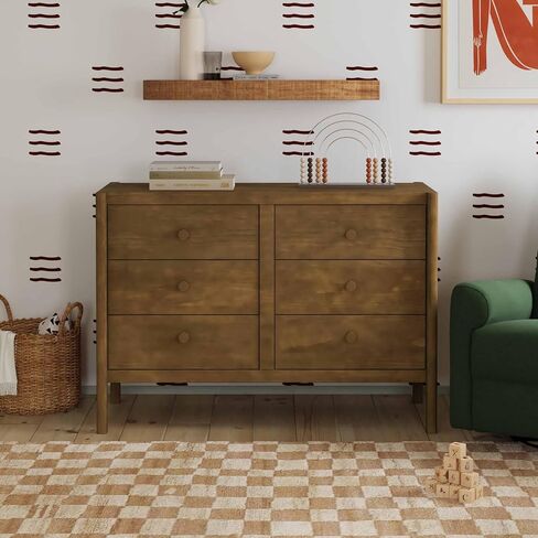 Davinci Birdie 6-Drawer Dresser with 9+ inch Drawer Extension in Walnut, GREENGUARD Gold Certified | TSCA-Compliant, GREENGUARD Gold Nursery Dresser w/ Spacious Drawers - Double Dresser for Kids w/ 9+ Inch Drawer Extension in Saudi Arabia