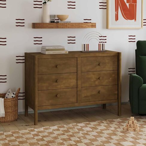 Davinci Birdie 6-Drawer Dresser with 9+ inch Drawer Extension in Walnut, GREENGUARD Gold Certified | TSCA-Compliant, GREENGUARD Gold Nursery Dresser w/ Spacious Drawers - Double Dresser for Kids w/ 9+ Inch Drawer Extension in Saudi Arabia