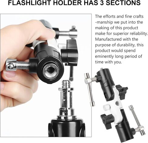 MERRYHAPY Section Adjustable U-Shape Aluminum Flashlight Holder Lightweight Photography Light Stand Accessory Black White in Kuwait