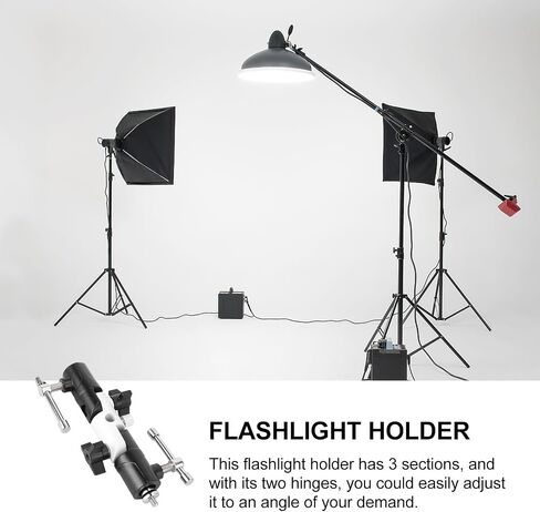 MERRYHAPY Section Adjustable U-Shape Aluminum Flashlight Holder Lightweight Photography Light Stand Accessory Black White in Kuwait