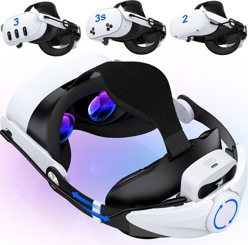 Kawaye for Meta Quest 3S/3/2 Head Strap with 7500mAh Hot-Swap Bateries for 3-4H Playtime,Double Knobs Adjustable VR Headset Strap with Large Support Pad Enhanced Support&Comfort for Games in Kuwait