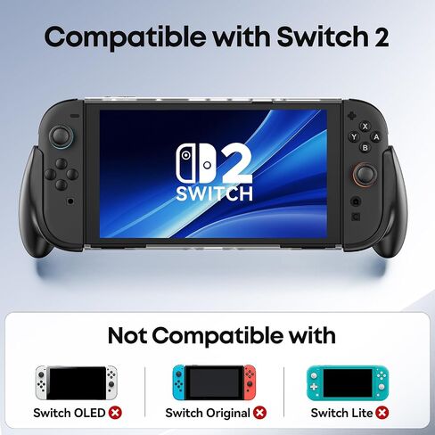 Dockable Grip Case for 2025 Switch 2, Anti-Slip Asymmetrical Ergonomic Protective Cover with 90° Foldable Joycon Holder, Shockproof Hard Shell with Z Button Protection, Dock-Friendly Switch 2 Accessories in Saudi Arabia