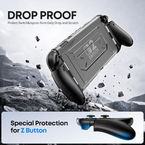 Dockable Grip Case for 2025 Switch 2, Anti-Slip Asymmetrical Ergonomic Protective Cover with 90° Foldable Joycon Holder, Shockproof Hard Shell with Z Button Protection, Dock-Friendly Switch 2 Accessories in Saudi Arabia