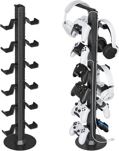 Controller & Headset Holder Stand for Desk, with Charger Cable Organizer Headphone Stand for PS5/ Xbox/ PS4/ Switch, Metal Base Controller Hanger Hook for Storage Earphones, Game Console, Mobile Phone in Kuwait