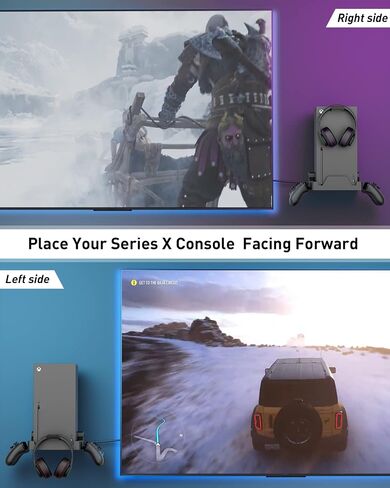 Wall Mount for Xbox Series X - Sturdy Wall Shelf Kit with 2 Controller Holders & 1 Headset Hook, Space Saving, Dual Ventilation Design, Easy Installation, Securely Mount Xbox Console Near or Behind TV in Saudi Arabia