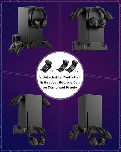 Wall Mount for Xbox Series X - Sturdy Wall Shelf Kit with 2 Controller Holders & 1 Headset Hook, Space Saving, Dual Ventilation Design, Easy Installation, Securely Mount Xbox Console Near or Behind TV in Saudi Arabia