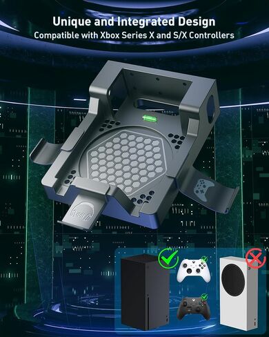 Wall Mount for Xbox Series X - Sturdy Wall Shelf Kit with 2 Controller Holders & 1 Headset Hook, Space Saving, Dual Ventilation Design, Easy Installation, Securely Mount Xbox Console Near or Behind TV in Saudi Arabia