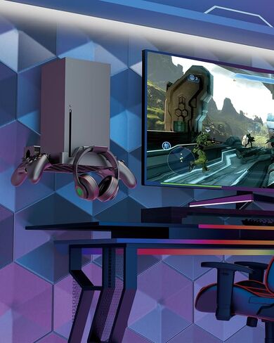 Wall Mount for Xbox Series X - Sturdy Wall Shelf Kit with 2 Controller Holders & 1 Headset Hook, Space Saving, Dual Ventilation Design, Easy Installation, Securely Mount Xbox Console Near or Behind TV in Saudi Arabia