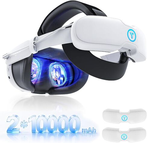 YOGES 10000mAh Battery Head Strap Compatible with Meta Quest 3S & Quest 3, Rechargeable Headstrap Detachable Magnetic Battery to Extend Playtime for VR Headset Compatible with Meta Quest 3S in Kuwait
