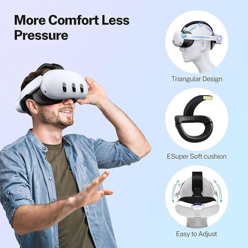 YOGES 10000mAh Battery Head Strap Compatible with Meta Quest 3S & Quest 3, Rechargeable Headstrap Detachable Magnetic Battery to Extend Playtime for VR Headset Compatible with Meta Quest 3S in Saudi Arabia