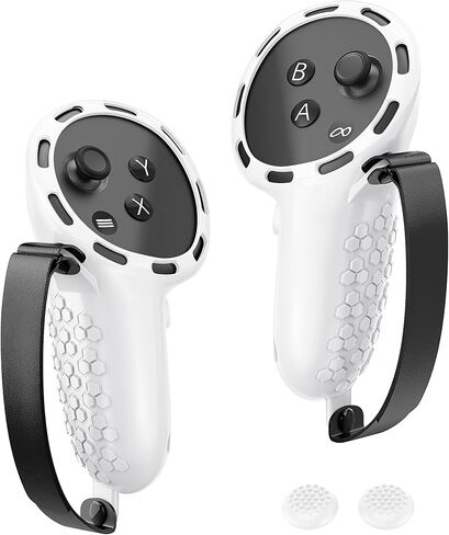 AMZDM Controller Grip for Meta Quest 3S Oculus Quest 3 VR Accessories Grips Cover for VR Touch Controllers Straps Silicone Covers Protector with Non-Slip Thumbstick Covers 1Pair Black in Kuwait