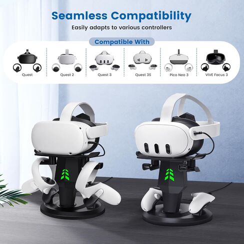 VR Headset Charging Dock for Meta Quest 3/Quest 3S/Quest 2, VR Charging Stand for Quest 3 Accessories VR Stand Supports Charging Headset with Type C Cable and fit Controller with Cover in Saudi Arabia