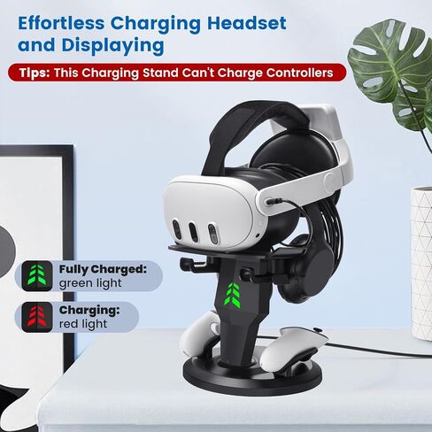 VR Headset Charging Dock for Meta Quest 3/Quest 3S/Quest 2, VR Charging Stand for Quest 3 Accessories VR Stand Supports Charging Headset with Type C Cable and fit Controller with Cover in Saudi Arabia