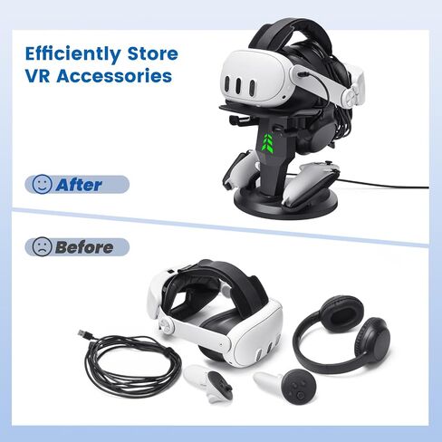 VR Headset Charging Dock for Meta Quest 3/Quest 3S/Quest 2, VR Charging Stand for Quest 3 Accessories VR Stand Supports Charging Headset with Type C Cable and fit Controller with Cover in Saudi Arabia