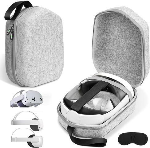 sarlar Hard Carrying Case Compatible with Meta Quest 3S/Quest 3/Oculus Quest 2/Vision Pro Official Original/Elite Strap VR Headset and Controller Accessories, Suitable for Travel and Home Storage in Kuwait