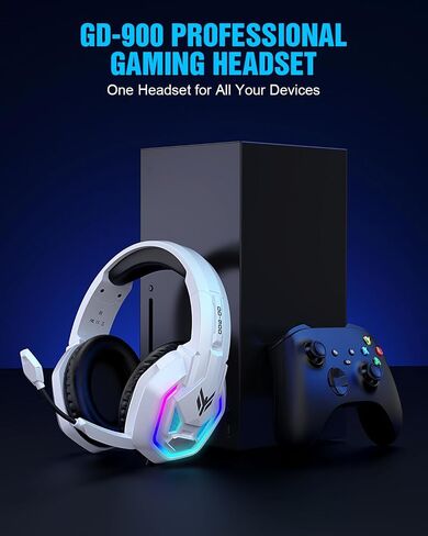 سماعة ألعاب لأجهزة Xbox Series X|S Xbox One PS5 PS4 PC Switch Mac، سلكية | سماعات رأس بصوت محيطي 7.1، وإضاءة RGB، وميكروفون قلاب لإلغاء الضوضاء، ومشغلات مقاس 50 مم، وأغطية أذن من الإسفنج الذكي in Kuwait