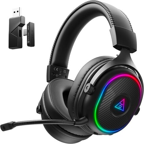 EKSA 2.4GHz Wireless Gaming Headset for PS5,PC,PS4,Switch,Mobile,Mac | Bluetooth Gaming Headphones with Microphone, RGB, 30ms Latency, 50H Battery, USB&Type-C Ultra, PC Gaming Headset for Computer in Kuwait