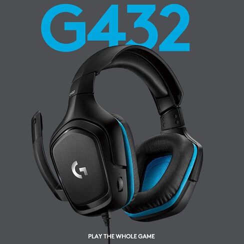 Logitech G432 Wired Gaming Headset - Black | DTS Headphone:X 2.0, 50 mm audio drivers, USB and 3.5 mm jack, Flip-to-Mute mic, PC compatible in Kuwait