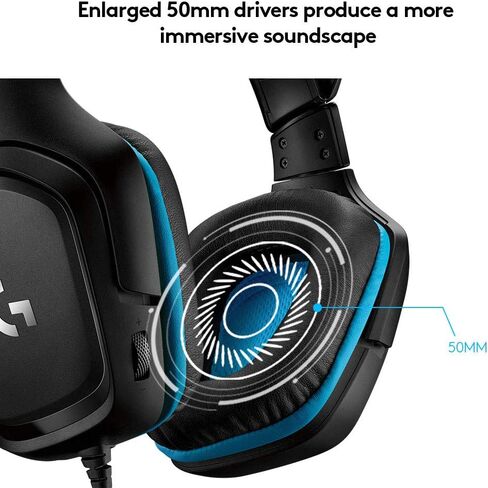 Logitech G432 Wired Gaming Headset - Black | DTS Headphone:X 2.0, 50 mm audio drivers, USB and 3.5 mm jack, Flip-to-Mute mic, PC compatible in Kuwait