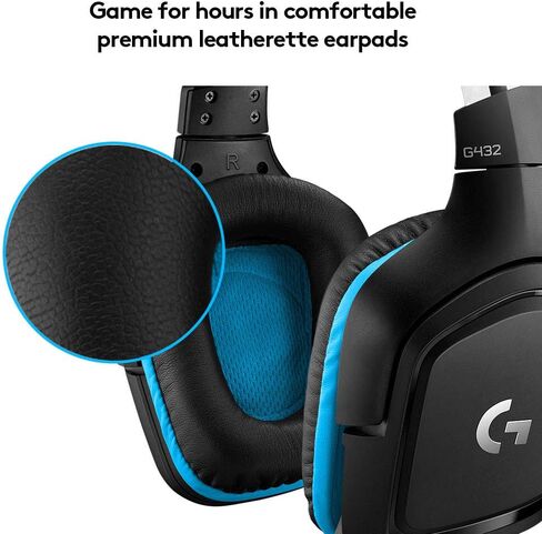 Logitech G432 Wired Gaming Headset - Black | DTS Headphone:X 2.0, 50 mm audio drivers, USB and 3.5 mm jack, Flip-to-Mute mic, PC compatible in Kuwait