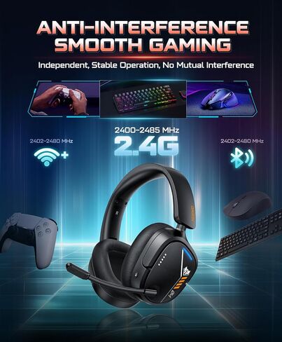 NUBWO Wireless Gaming Headset for PS5, PS4, PC, Switch 7.1 Surround Sound | 2.4GHz USB & Type-C, 80Hr Battery, 270g, Foldable, Mic Monitoring, Compatible with Laptop, Mac, ideal for FPS, RPG in Saudi Arabia