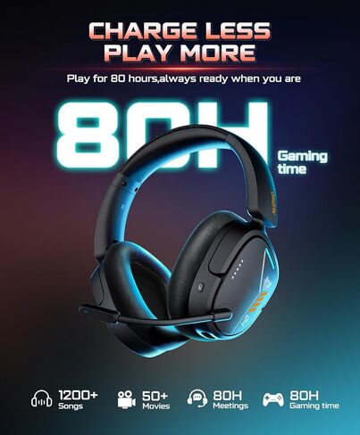 NUBWO Wireless Gaming Headset for PS5, PS4, PC, Switch 7.1 Surround Sound | 2.4GHz USB & Type-C, 80Hr Battery, 270g, Foldable, Mic Monitoring, Compatible with Laptop, Mac, ideal for FPS, RPG in Saudi Arabia
