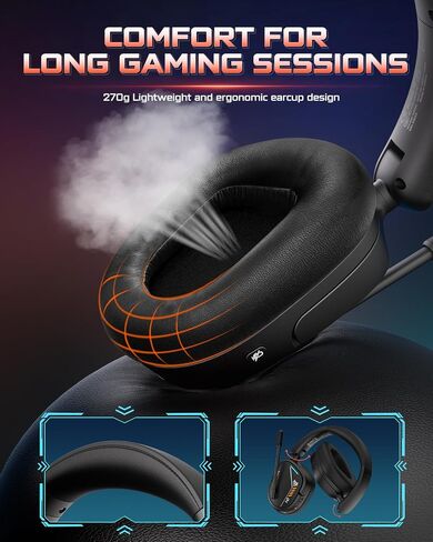 NUBWO Wireless Gaming Headset for PS5, PS4, PC, Switch 7.1 Surround Sound | 2.4GHz USB & Type-C, 80Hr Battery, 270g, Foldable, Mic Monitoring, Compatible with Laptop, Mac, ideal for FPS, RPG in Saudi Arabia