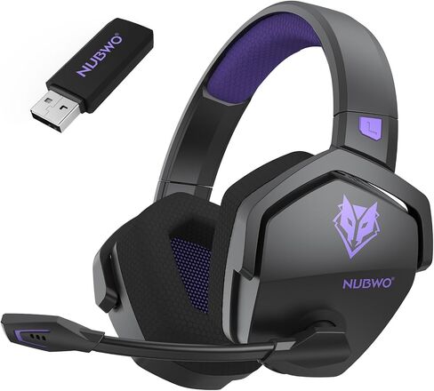NUBWO Wireless Gaming Headset with Mic for Ps5 Ps4 PC, Zero Interference, 100-Hour Battery All-Day Play, 23ms Sync​ for Fortnite & Call of Duty/FPS Gamers, Triple Mode All Devices Compatible - Orange in Saudi Arabia