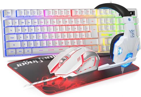 BlueFinger RGB Gaming Keyboard and Backlit Mouse and Headset Combo, USB Wired Backlit Keyboard, LED Gaming Mouse Set, Headset with Microphone for Laptop PC Computer Game and Work in Saudi Arabia
