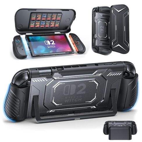 FASTSNAIL Switch 2 Dockable Case Cover for Nintendo 2 2025 & PC Front Cover | TPU Switch 2 Protective Case, Military Protection, Split Design, Non-Slip Ergonomic Grips for Joycon 2, 12 Game Slots, Orange in Kuwait