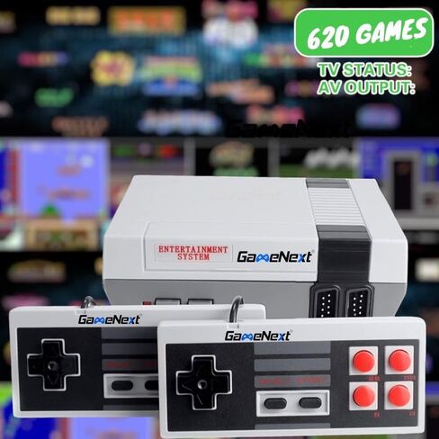 GAMENEXT Retro Game Console, AV Classic Mini Video Game Consoles Built-in with 620 Games Dual Players Mode Console with 2 Controllers Handheld Games for Kids & Adults in Saudi Arabia