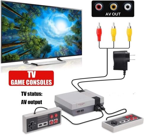GAMENEXT Retro Game Console, AV Classic Mini Video Game Consoles Built-in with 620 Games Dual Players Mode Console with 2 Controllers Handheld Games for Kids & Adults in Saudi Arabia