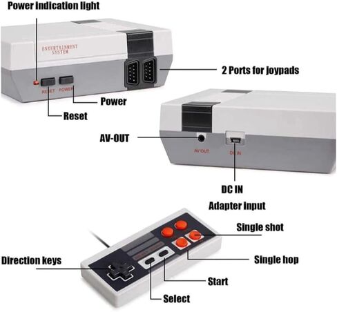 GAMENEXT Retro Game Console, AV Classic Mini Video Game Consoles Built-in with 620 Games Dual Players Mode Console with 2 Controllers Handheld Games for Kids & Adults in Saudi Arabia