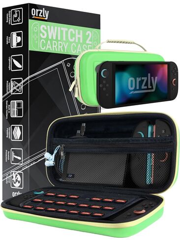 Orzly Carrying Case for Nintendo Switch 2 2025 Console with Screen Padding | Switch 2 Latest 2025/2026 Case Soft Microfiber interior game card microSD storage JoyCon and accessory pockets GIFT BOXED in Saudi Arabia