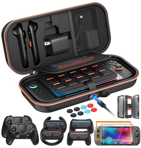 Auarte [Charge inside Carrying Case for Switch 2/OLED/Switch 1-Purple | Adapter and for Joy Cons Storage Case, Travel Cases for Nintendo Switch 2 Console with 22 Game Card Storage in Saudi Arabia