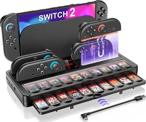 Switch 2 Charging Dock for 2025 Nintendo Joy Con 2 Controllers, Switch 2 JoyCons Charger Dock Charging Station with Magnetic Base, Indicator & Charging Cable for Nintendo PlayStation 3 Chargers in Saudi Arabia