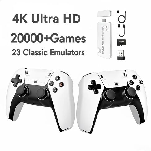 Retro Game Console 128GB – 20000+ Built-in Classic Games, Plug & Play 4K HDMI TV Gaming System with 2 Wireless Controllers, Portable Video Game Console for Kids & Adults in Saudi Arabia