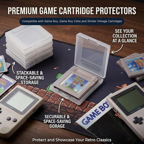 12 Pcs Clear Game Card Case, Anti Dust Cover Transparent Plastic Cartridge Storage Box Case, Snaps Closed Game Card Case for Nintendo Gameboy Color GB in Saudi Arabia
