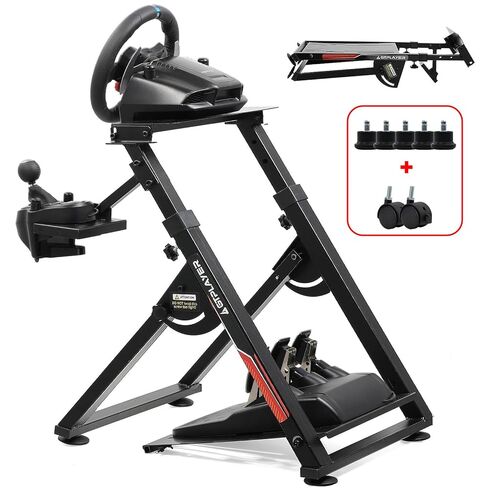 GTPLAYER Sim Racing Wheel Stand Simulator Cockpit Wheel Stand Racing Steering Shifter Mount fit for Logitech G25 G27 G29 G920 G923 Thrustmaster T330TS Gaming Stand Wheel Pedals NOT Included, Black in Saudi Arabia