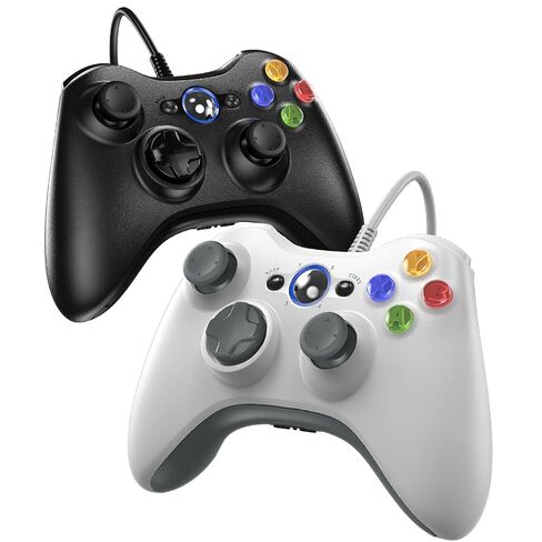 Gamrombo Wired Controller for Xbox 360-2 Pack, Compatible with xbox 360/360 S/360 E, with Dual-Vibration, 2.5mm headphone Jack（Black+White） in Kuwait