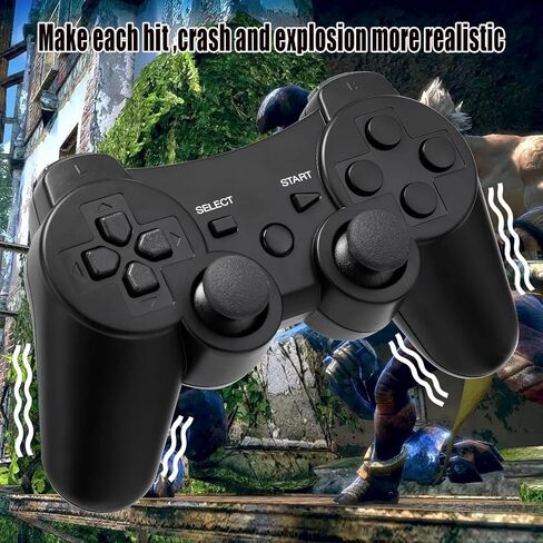 Diswoe Controller for PS-3, Wireless Bluetooth Controller Gamepad Joystick, Double Vibrating Controller for Play_station 3 with Charger Cable Cord Thump Grips in Saudi Arabia